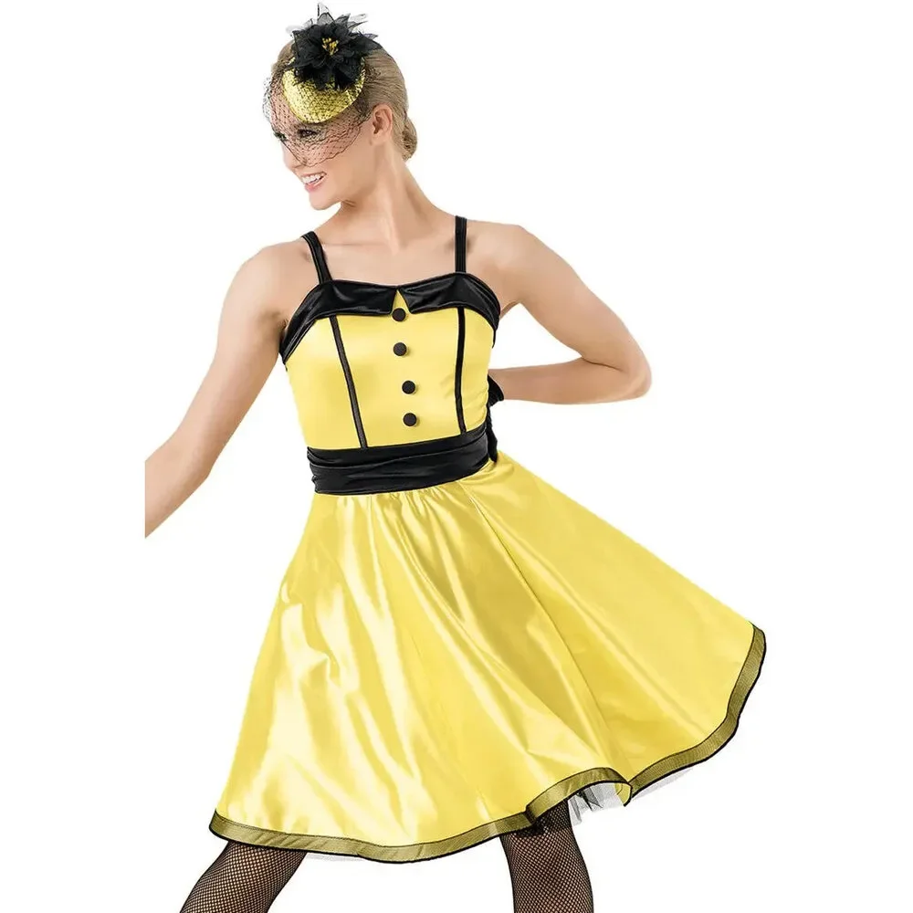 Pre-Owned Dance Costume Weissman 9659 Large Child Yellow Dress Jazz
